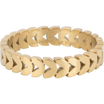 Charmin&rsquo;s ring R1409 Goudkleurige Infinity V Gevlochten Brede Ring Staal