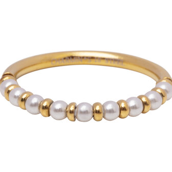 R1668 Gold-tone Anxiety Palm Small Stainless Steel &amp; Pearl Ring