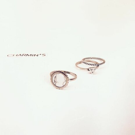 Ring R408 Zilver 'Marble Collection'
