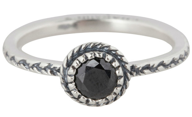 Zilveren Ring R289 Black 'Crown Diamond'