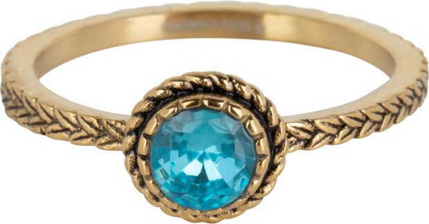 Charmin's ring R1094 Birthstone march Light Blue Topas Stone Goldplated Iconic Vintage