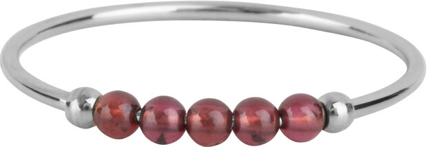 Charmin's Anxiety Ring NaturalStones Garnet Beads Steel R1320