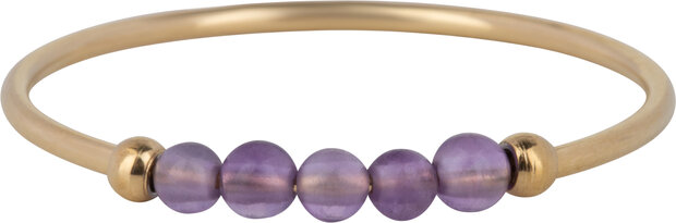 Charmin's Anxiety Ring NaturalStones Amethyst Beads Goudkleurig R1203