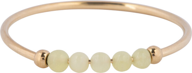 Charmin's Anxiety Ring NaturalStones Lemon Jade Beads Goldplated R1337