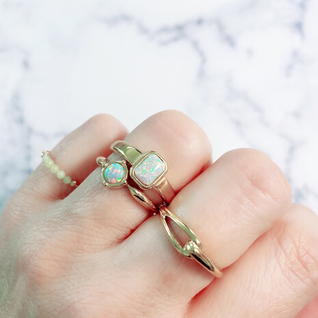 Charmins Siegelring Opal Gold Square R1179