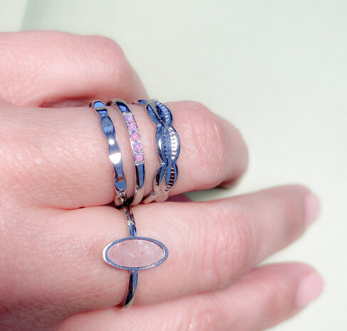 Charmin's Memoire Ring Ring Purple Opal 5 stones Steel R1129