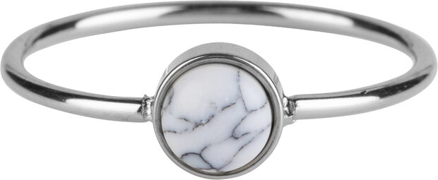Charmins Ring mit runder weißer Howlith-Edelstein-Stahl R1049