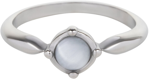 Charmins runder Ring mit weißem Cateye-Stahl R1169