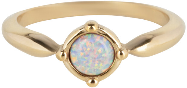 Charmin's Round Gold Ring with Opal R1164