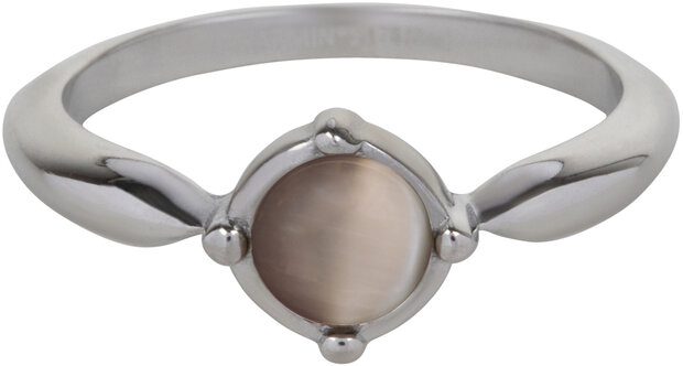 Charmin's Round Elegant Taupe Cateye Ring Steel R1170