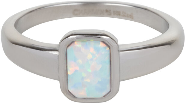 Charmin's Signet Ring Opal Steel Square R1178