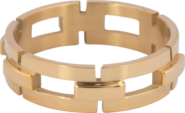 Charmin's Link Ring Gold Colored Wide R1241