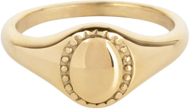 Charmin's Signet Ring Gold Round with Twisted Edge R1184