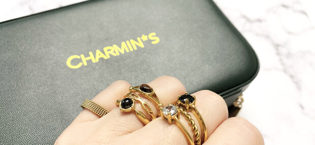 Charmin's ovaler eleganter Tijgereye Ring Goud R1161
