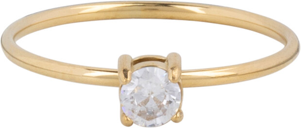 Charmins klassischer Solitär-Ring, 1 mm, weißer Stein, Gold R1423