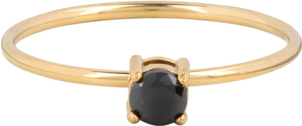 Charmin's Classic Solitaire 1mm Ring Black Stone Gold Colored R1425