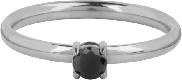 Charmin's Classic Solitaire 2.2mm Ring Black Stone Steel R1432