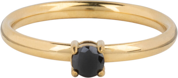 Charmins klassischer Solitär-Ring, 2,2 mm, schwarzer Stein, Gold R1433
