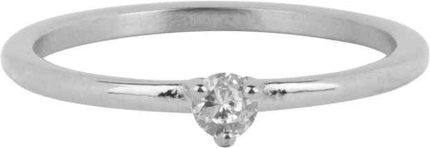 Charmin's Triangle Solitaire Ring White Stone Steel R1296