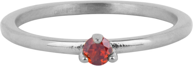 Charmin's Triangle Solitaire Ring Red Stone Steel R1300