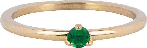 Charmin's Triangle Solitaire Ring Green Stone Gold-colored Steel R1303