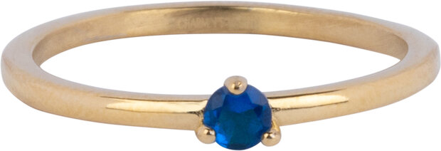 Charmin's Triangle Solitaire Ring Blue Stone Gold-colored Steel R1305