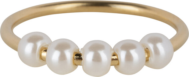Charmins Ring Rotierende Perlen Angst Fidget Goldfarbener Stahl R1365