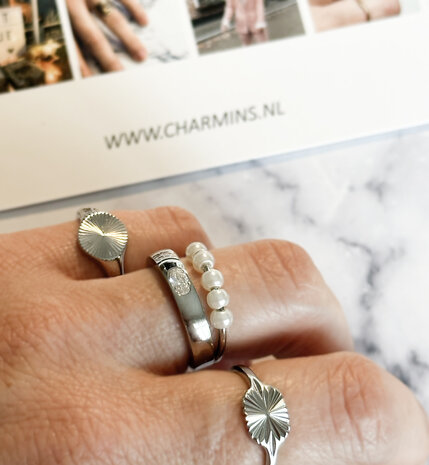 Charmin's Spinning Pearls Anxiety Fidget Ring Acier R1364