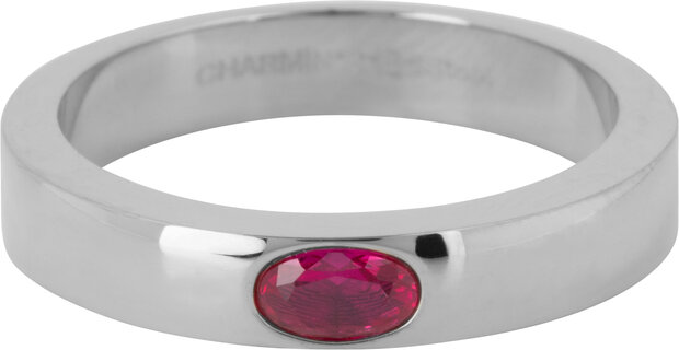 Charmin's Ring Wide Band Oval Fuchsia-red Stone Steel R1230