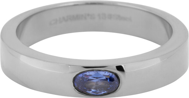 Charmin's Ring Wide Band Oval Lavender Blue Stone Steel R1228