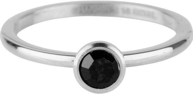 Charmin's Extension Ring Round Stone Black Crystal 4mm Steel R1020