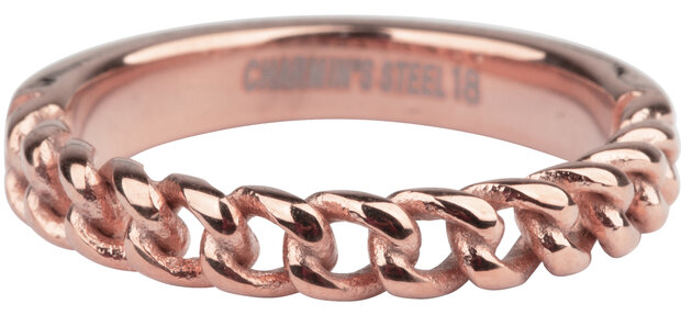 Charmin's Rosegoudkleurige Ketting-ring Half Ketting Half Glad Staal R878