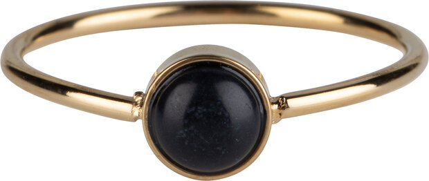 Charmin's Goldfarbener Ring, runder Stein, schwarzer Howlith-Edelstein, 5 mm, Stahl R1048