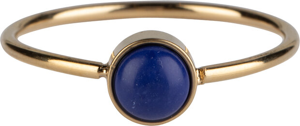 Charmin's Gold Colored Ring Round Stone Dark Blue Howlite Gemstone 5mm Steel R1052