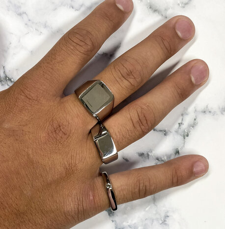 Charmin's UNI Men's Signet Ring Oblong Steel R965