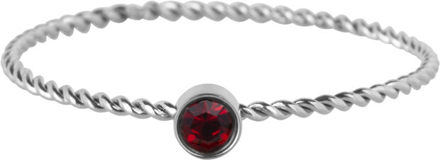 Charmin's Twisted Birthstone ring Red Crystal Steel R1458