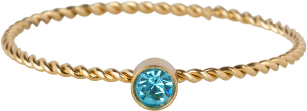 Charmin's Gold-colored Twisted Birthstone ring Light Blue Crystal Steel R1455