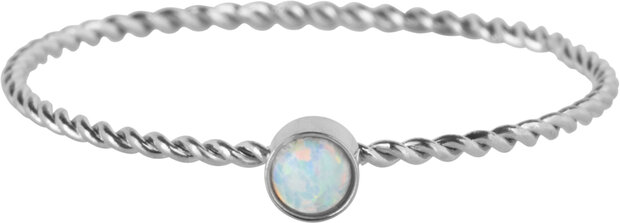 Charmin's Gedraaide Birthstone Ring Opaal Staal R1460