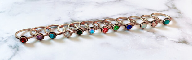 Charmin's Ring Birthstone January Garnet Red Crystal Steel Iconic Vintage R1521