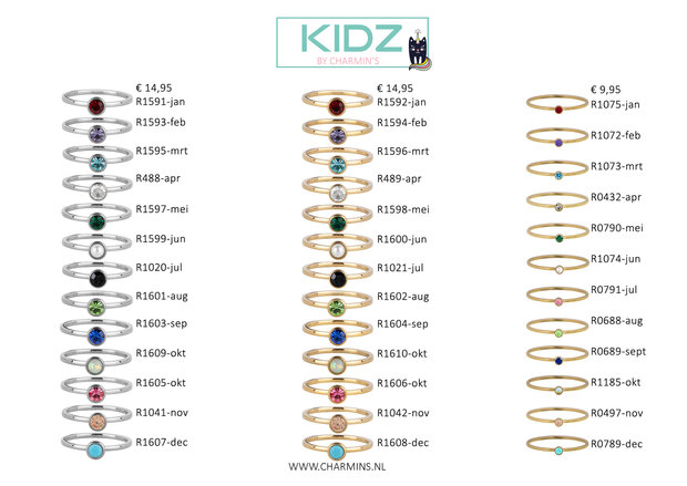 45 Gold colored round stones children's rings in 3 sizes in Display Easy Order KIDZ (18)