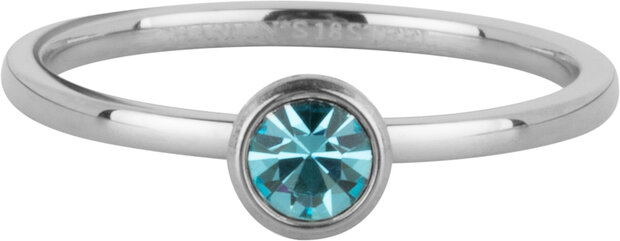 Charmin's Ring Birthstone Maart LichtBlauwe Kristal Staal Iconic look R1595