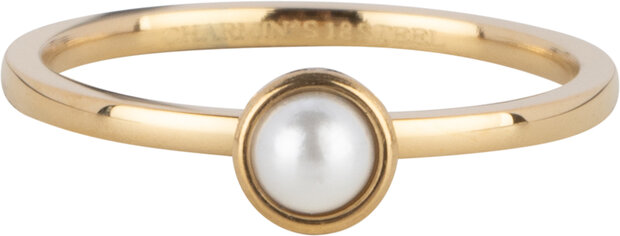 Charmin's Gold-Colored Ring Birthstone June Moonstone Or Pearl Crystal Steel Iconic R1600