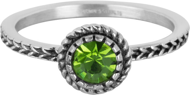 Charmin's Bague Pierre de Naissance Août Vert Clair Cristal Acier Iconique R1601