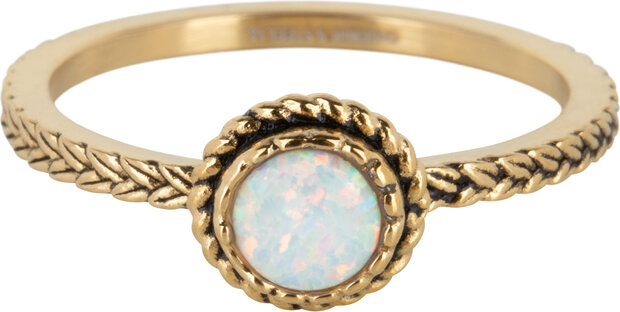 Charmin's Gold Ring Geburtsstein Oktober Opal/ Turmalin Stahl Ikonisch R1606