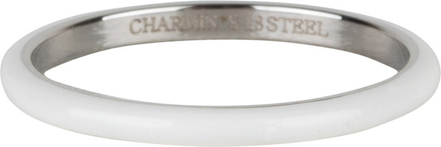 Charmin’s Wit Emaille Stapelring - Stijlvol Edelstaal R1620