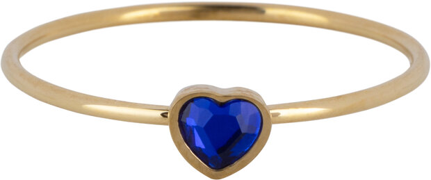 Charmin's Goudkleurige Ring met Donkerblauwe Saffierkleurige Hartsteen Staal R1584 – Birthstone September