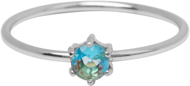 Charmin's Stalen Ring Rond Lichtblauw Steentje Crystal R1699 – Fris Blauw Accent