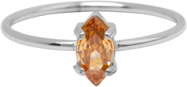 Bague Charmin's en acier avec cristal champagne elliptique R1674 – Brillance chaleureuse