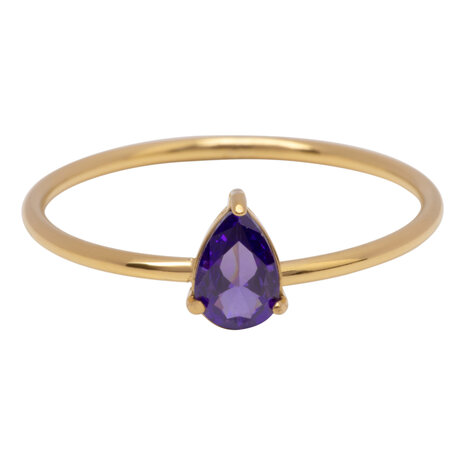 Charmin's Goudkleurige Ring met Druppelvormig Lila Kristal Steentje R1747 – Zachte Glamour 