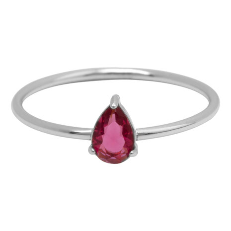Charmin's Steel Ring with Teardrop-Shaped Pink Crystal Stone R1735 – Loving Look